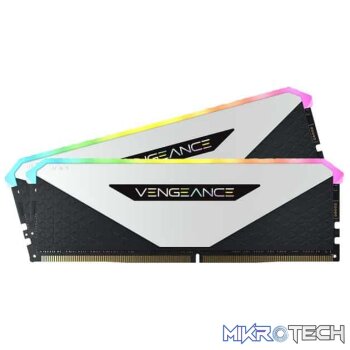 Corsair VENGEANCE RGB RT 32GB (2 x 16GB) DDR4 DRAM 3200MHz CL16 1.35V CMN32GX4M2Z3200C16W Memory Kit  White